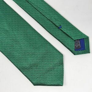 HILTON MADE IN JAPAN SILK TIE EMERALD GREEN SATIN WOVEN TEXTURED 3" X 57"